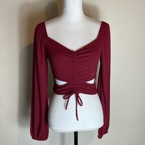 NWT Forever 21 Burgundy Boho Crop Top Women's Size Large